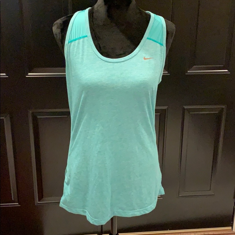 Nike Dri Fit Racerback Tank in Aqua